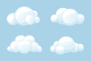 conjunto de nubes vectoriales aisladas en un fondo azul, icono de nubes de dibujos animados vector