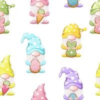 Seamless pattern with cute gnomes for Happy Easter. vector