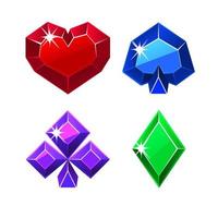 Collection of vector precious card suits for poker. Set of casino symbols for games.