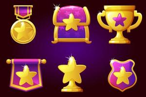 iconos de estrellas vectoriales para juego, icono de clasificación violáceo vector