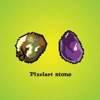 8 bit pixel ruby gemstones and pixel daimond  for game assets and cross stitch patterns in vector illustrations Premium Vector