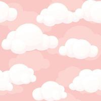 textura de nubes rosas estilizadas de dibujos animados sin costuras. cielo de patrones sin fisuras de vector