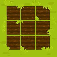 Green garden beds in the framework for the game UI math 3. Vector illustration of a vegetable garden.