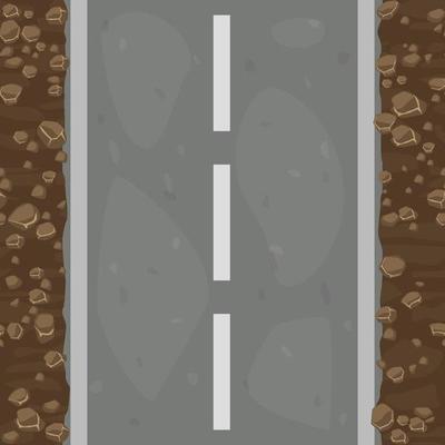 Seamless pattern textured road and land with stones and cobblestones. Background soil with gravel and asphalt.