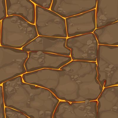 Seamless ground pattern with lava from volcano for wallpaper.