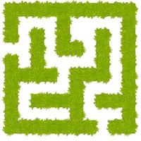 Education logic game bush labyrinth for kids. Isolated simple square maze. UI background. vector