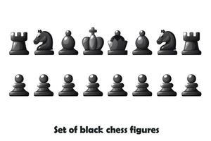 establecer figuras negras para el juego de mesa de estrategia de ajedrez. símbolo vectorial
