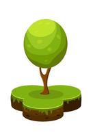 Isometric vector illustration of a piece of land and a green tree.