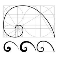 vector de conjunto de espiral geométrica de proporción áurea de nautilus