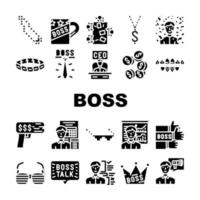 Boss Leader Businessman Accessory Icons Set Vector