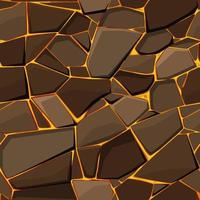 Seamless lava or fire pattern with brown stones for graphic design. vector