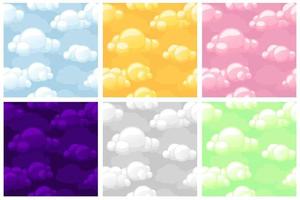 Set seamless Stylized Clouds Texture. Vector Seamless Pattern sky