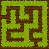 Education logic game bush on ground labyrinth for kids. Isolated simple square maze. UI background vector