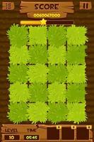 Farm field with green bushes for a game. Vector illustration of match 3 interface design.