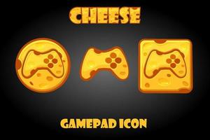 Botones de gamepad de queso para el menú gráfico del juego. conjunto vectorial de iconos con un joystick para la interfaz gráfica de usuario. vector