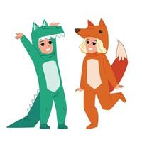 niños vestidos de animales para celebrar el vector de halloween