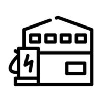 estación de carga doméstica para ilustración de vector de icono de línea de coche eléctrico