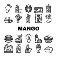 Mango Tropical Fruit Collection Icons Set Vector