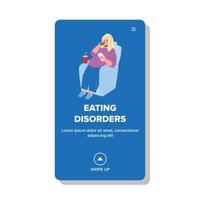 Eating Disorders Problem Overweight Woman Vector