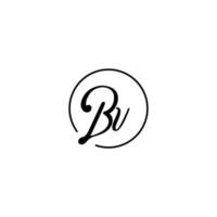 logotipo inicial del círculo bv mejor para la belleza y la moda en un concepto femenino audaz vector
