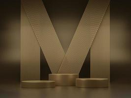 Minimal abstract podium with golden pipe background 3D render illustration photo