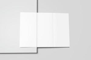 Blank tri fold brochure template for mock up and presentation design. 3d render photo