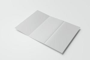 plantilla de folleto tríptico en blanco para maqueta y diseño de presentación. renderizado 3d foto