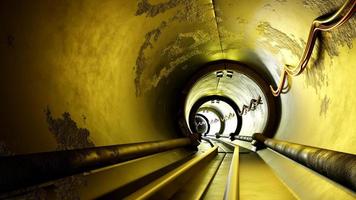 Túnel subterráneo de representación 3d iluminado al final. foto