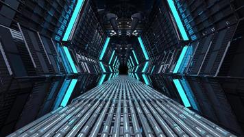 3D rendering of abstract dark red science fiction sci-fi hallway photo