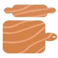 Wooden cutting board and rolling pin. Vector. vector