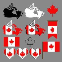 Canada. Map and flag of Canada. Vector illustration.