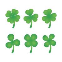 Set of green clover for design for St. Patrick's Day. Three leaves, four leaves, clover, green, stem.