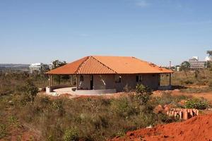 Brasilia, Brazil June 1, 2022 Housing that the Brazilian government is constructing on the Reservation of the Indigenous tribes Karriri-Xoco and Tuxa that live in Northwest Brasilia, aka Noroeste photo