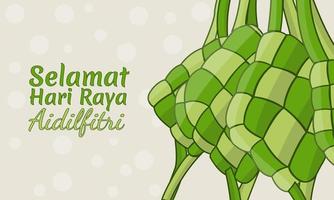 dibujado a mano ilustración tradicional de eid saludo ketupat, perfecto para saludos vector