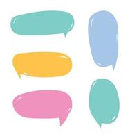 Set of speech bubble hand drawn vector. Hand drawn chat bubble cloud in doodle style illustration. vector