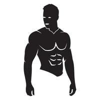 Big Muscular Human Body Silhouette, Massive Muscle Flex vector