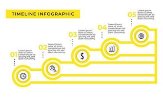 plantilla de infografía de 5 pasos de escaleras amarillas vector