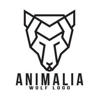 Set monoline wolf logo design Vector