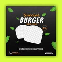 Social media post template for food menu promotion banner. vector