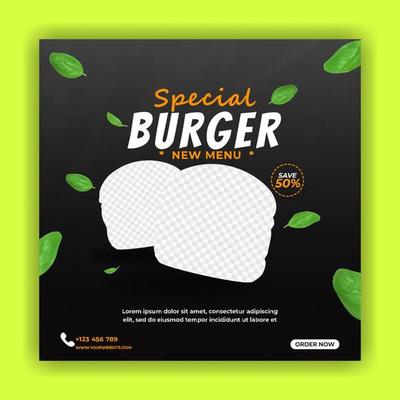 Social media post template for food menu promotion banner.