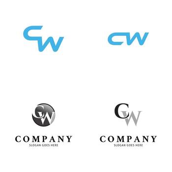 conjunto de elemento de plantilla de diseño de logotipo de letra cw vector