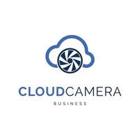 inspiración para el diseño del logotipo del icono de la cámara en la nube vector