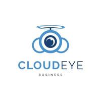 Cloud eye icon logo design inspiration vector