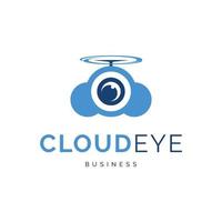 Cloud eye icon logo design inspiration vector