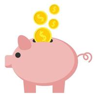 Money box. Piggy bank with coins. vector