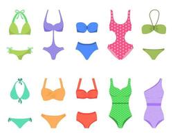 Swimwear set. Swimwear on a white background. Vector illustration.