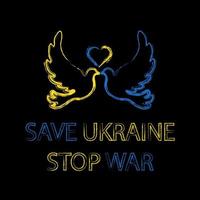 Peace to Ukraine with doves and flag. vector