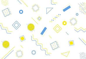 Set of Memphis design elements. Vector abstract geometric lines with shades of blue and yellow.