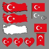 Turkey icons. Map and flag of Turkey. Vector illustration.