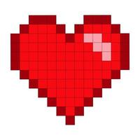 The red heart is drawn with squares. Vector illustration.